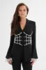 CELESTE Pearl Embellished Blazer in Black sold by Lavish Alice