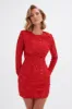 AURORA Embellished Mini Dress in Red sold by Lavish Alice