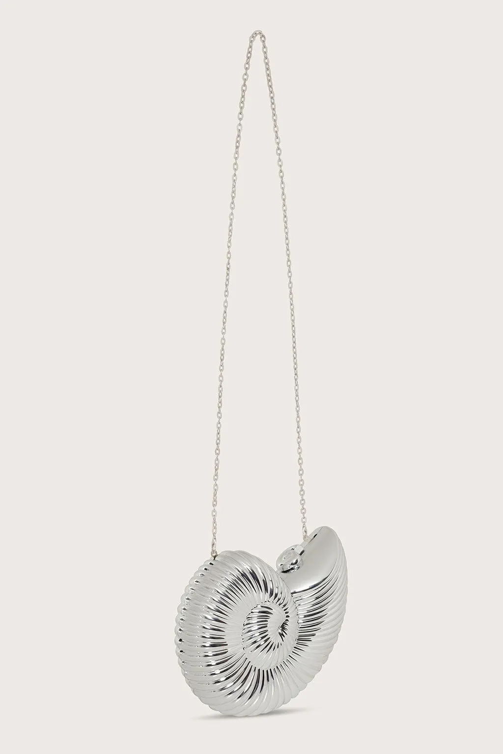 LUNA Metallic Sundial Shell Clutch Bag in Silver sold by Lavish Alice product image thumbnail 4