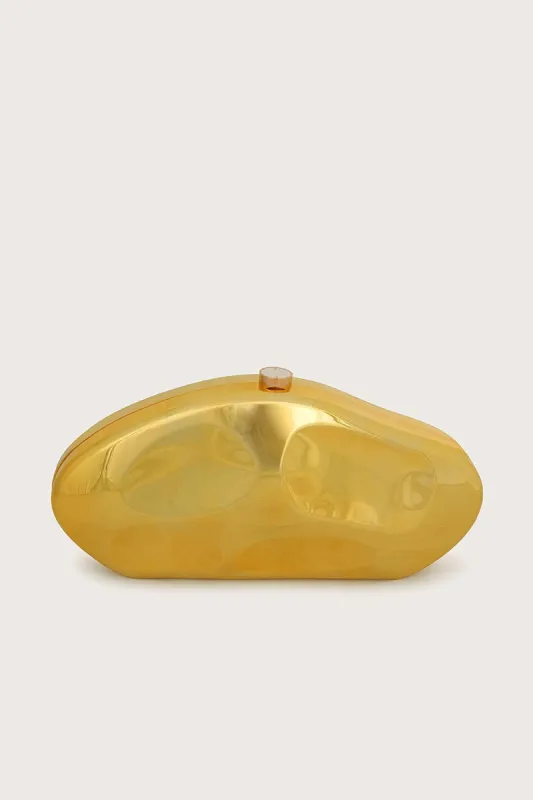 OTTELIE Hammered Acrylic Clutch Bag in Gold sold by Lavish Alice