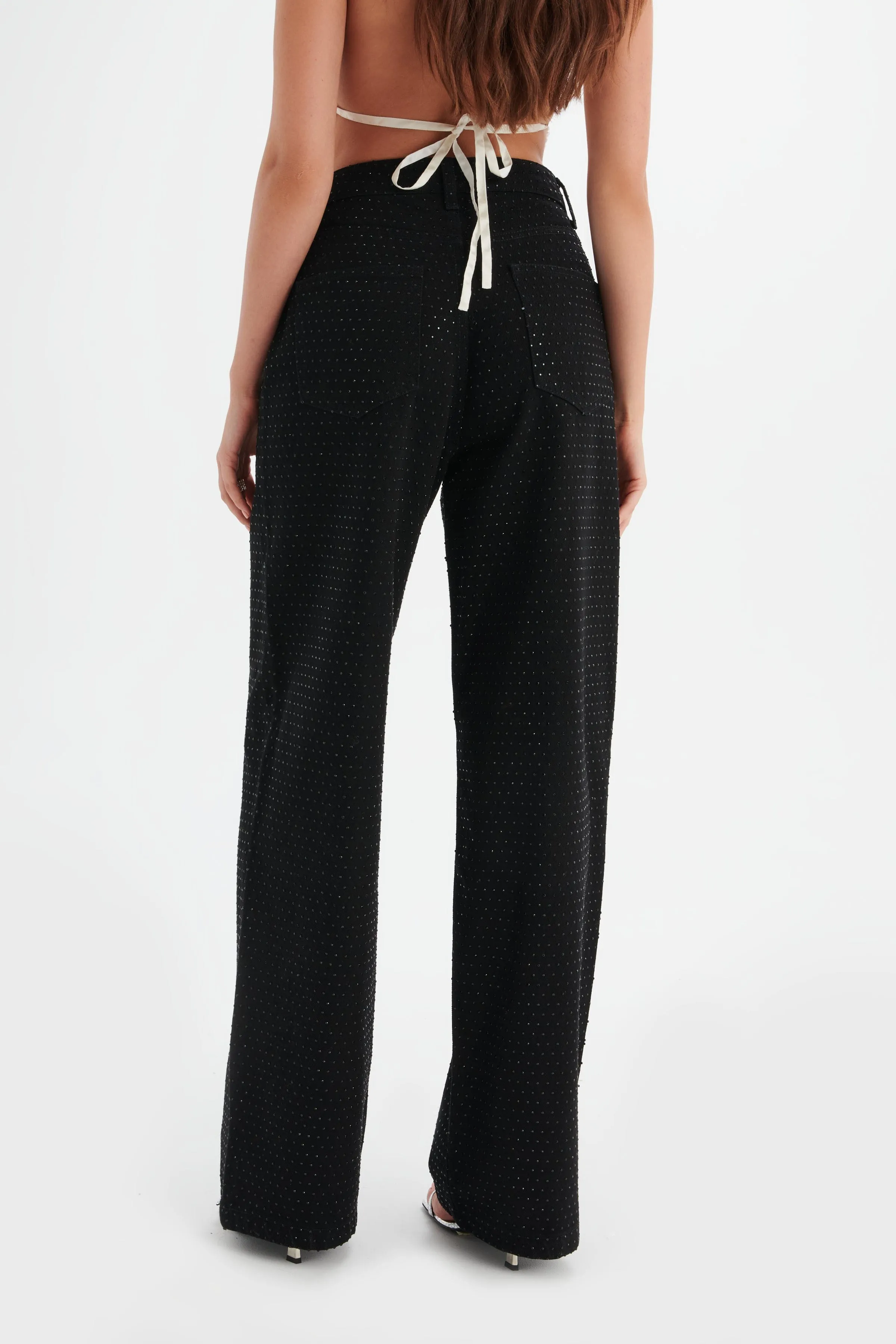 LILLIE Crystal Embellished Straight Leg Denim Jeans in Black sold by Lavish Alice product image thumbnail 3