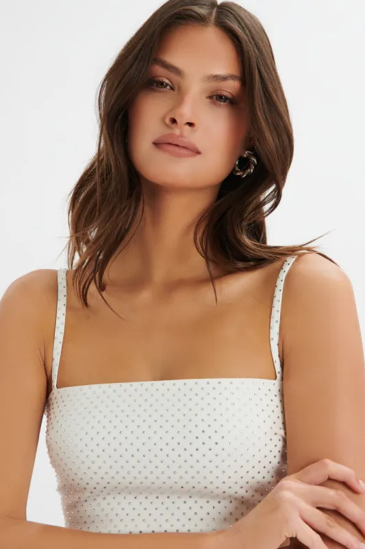 DINA Crystal Embellished Bandeau in White made by Lavish Alice