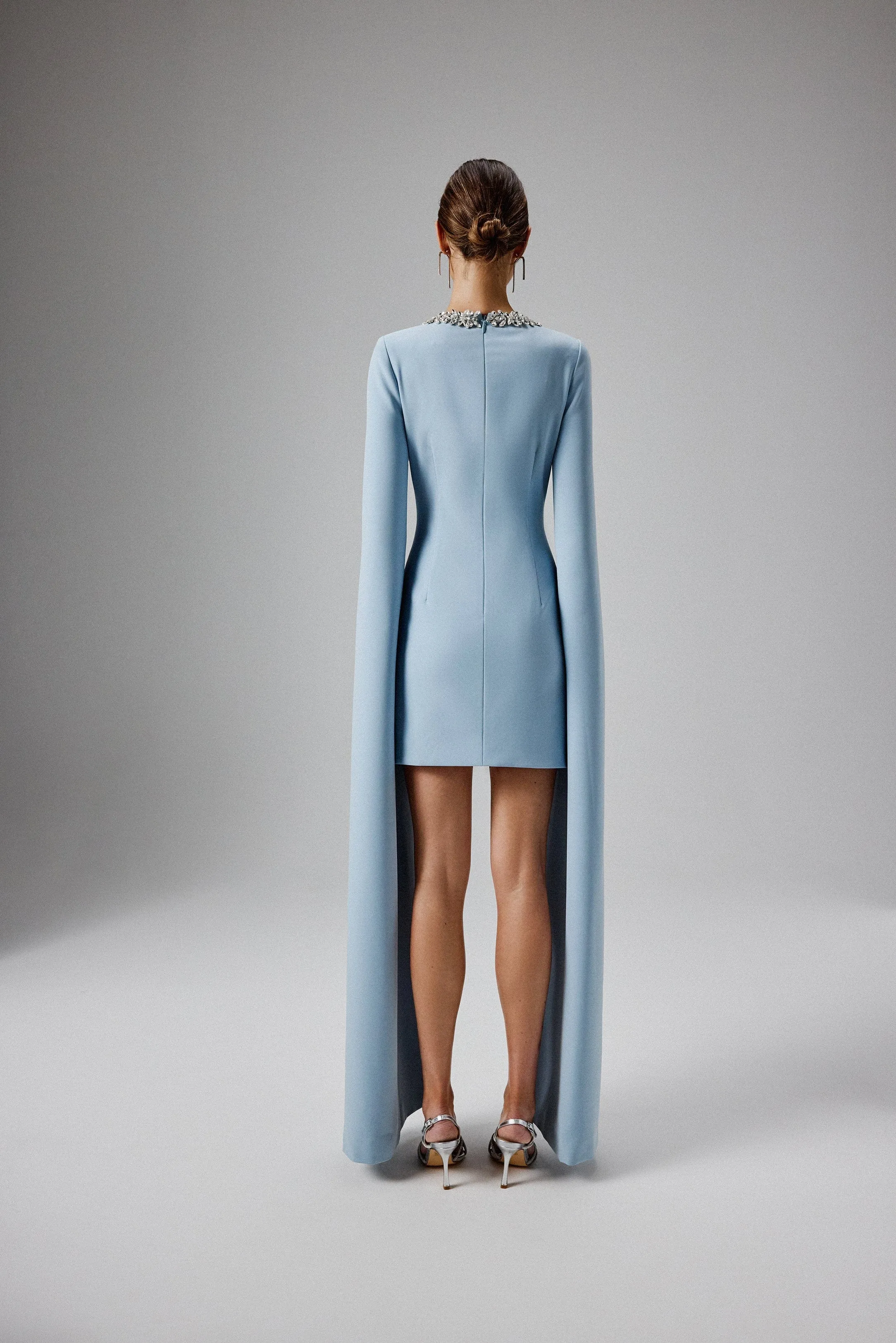 TILLY Cape Sleeve Mini Dress in Light Blue sold by Lavish Alice product image thumbnail 4