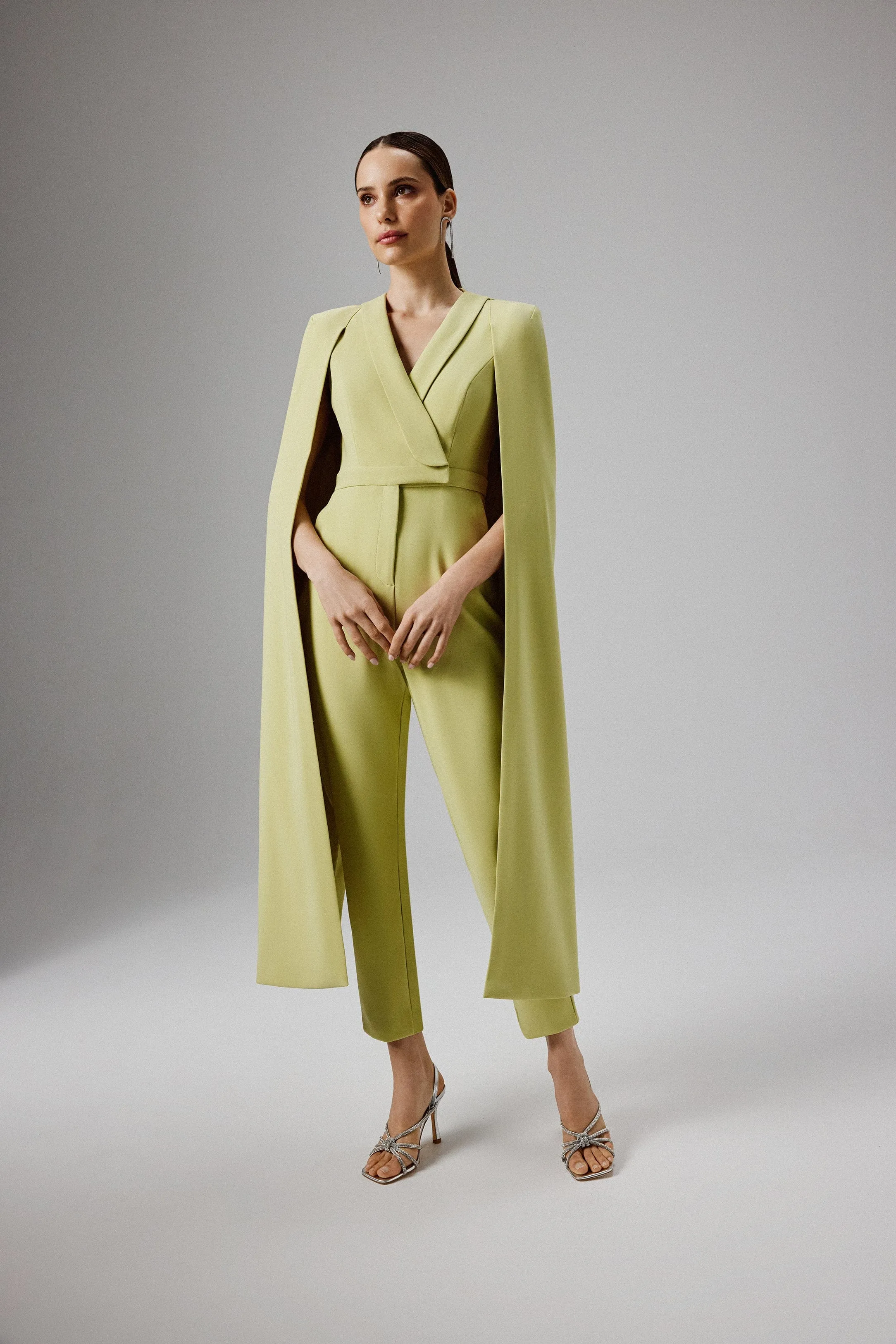 RAYNA Cape Style Tailored Jumpsuit in Lime Green sold by Lavish Alice product image thumbnail 4