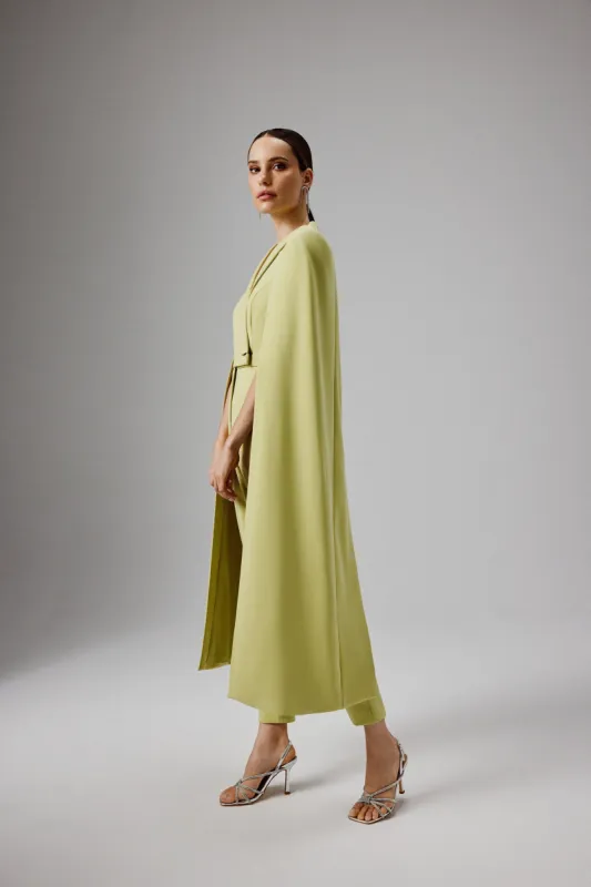 RAYNA Cape Style Tailored Jumpsuit in Lime Green sold by Lavish Alice