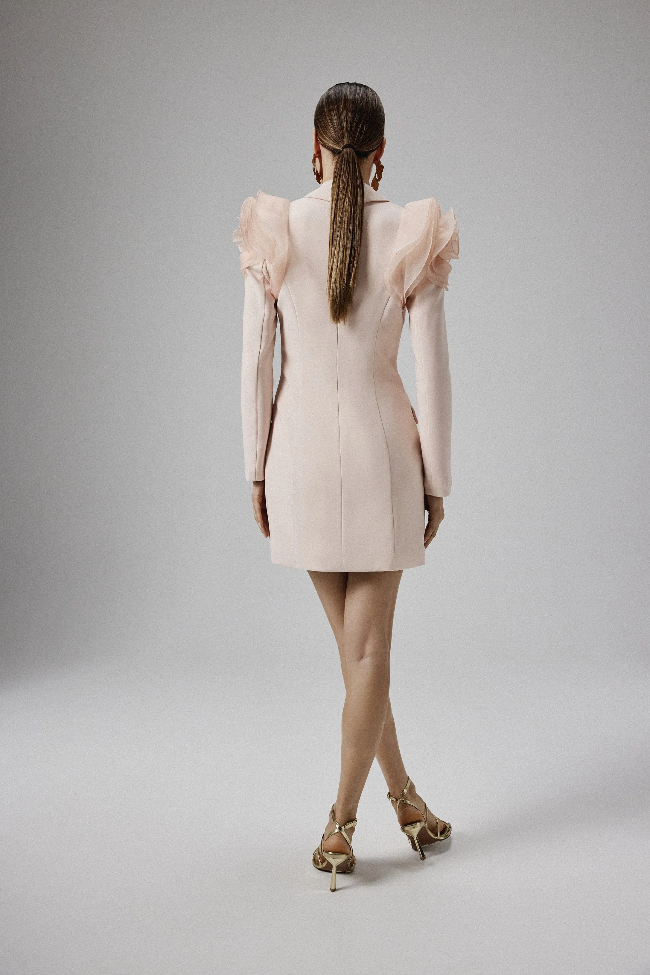 RIA Organza Rose Sleeve Blazer Mini Dress in Light Pink sold by Lavish Alice product image thumbnail 4