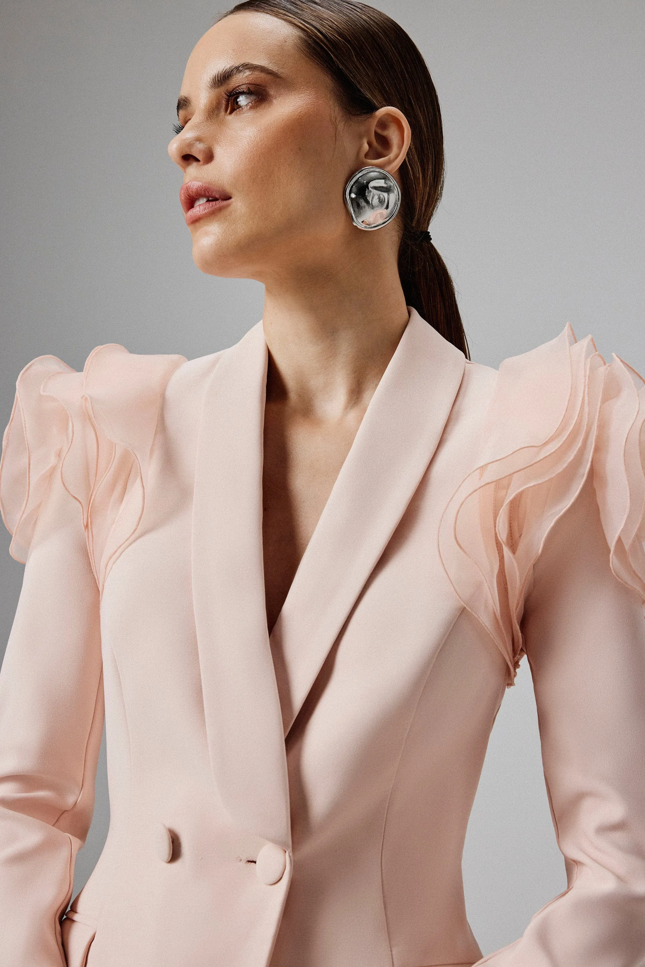 IVY Organza Rose Sleeve Blazer in Light Pink sold by Lavish Alice product image thumbnail 2