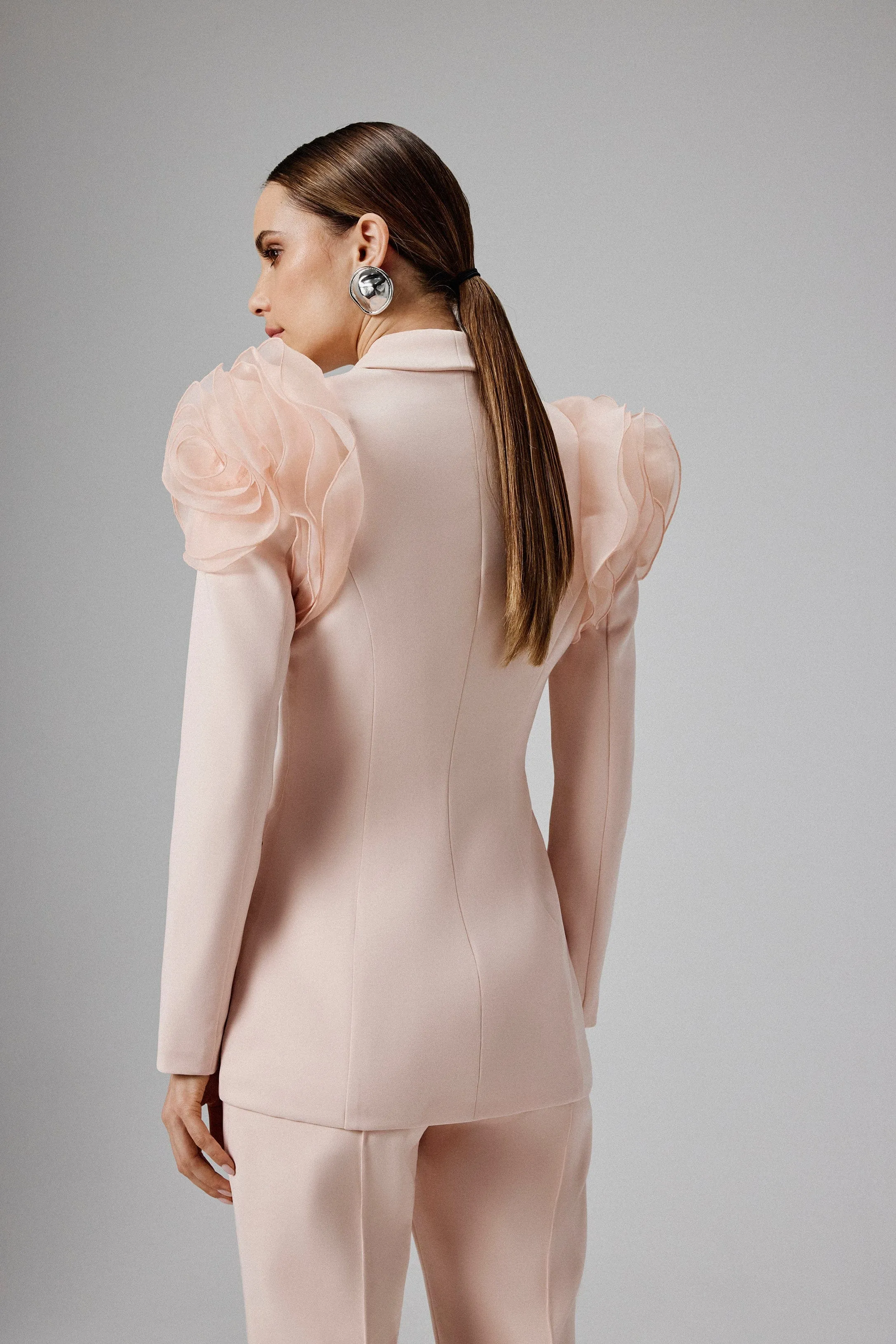 IVY Organza Rose Sleeve Blazer in Light Pink sold by Lavish Alice product image thumbnail 3