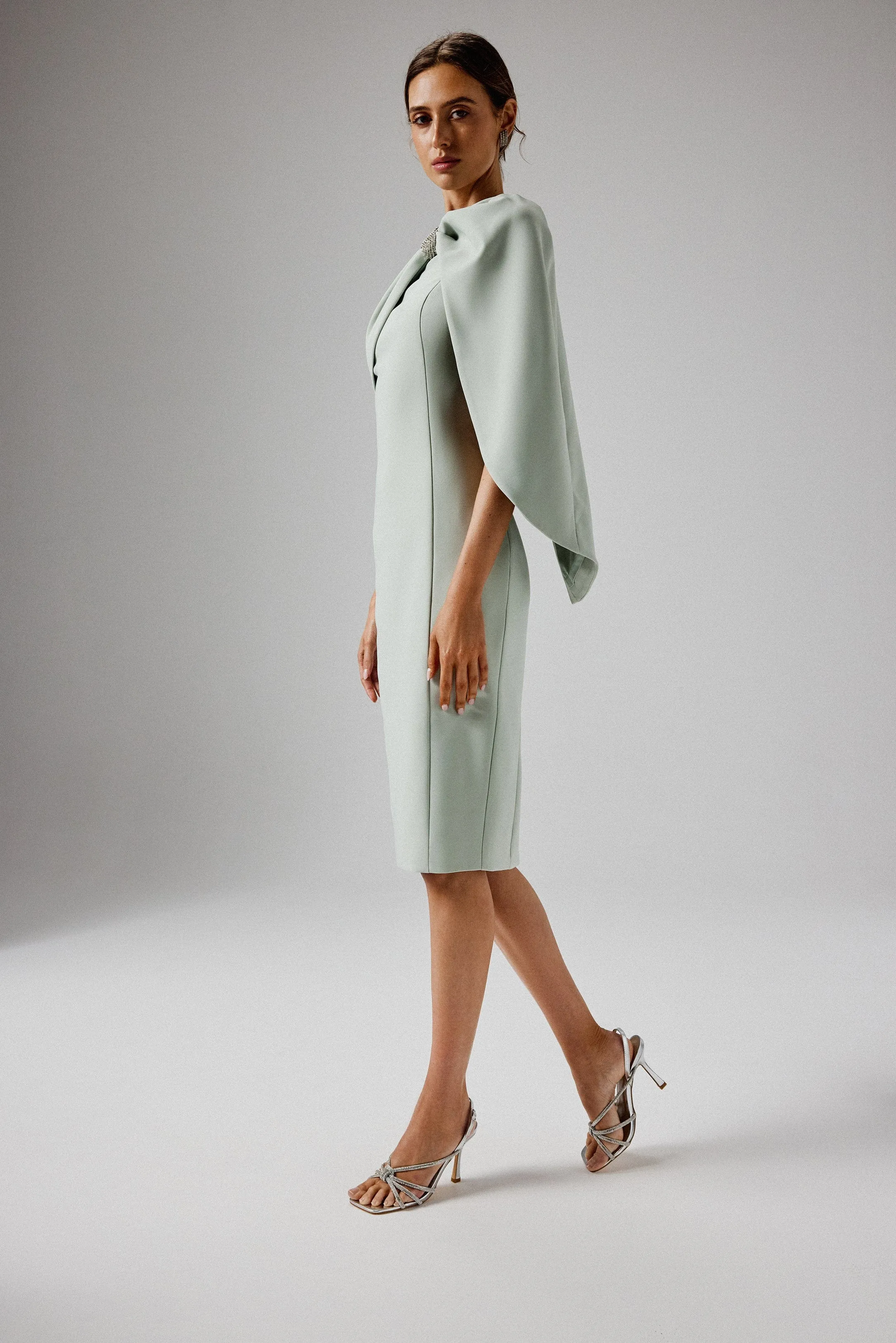 slim fit dress slacks Six Stories Women's Bow One Shoulder Satin Bridesmaid Dress - Moss Green main image 0