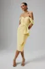 LORI Off Shoulder Bow Detail Midi Dress in Yellow sold by Lavish Alice