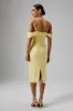 LORI Off Shoulder Bow Detail Midi Dress in Yellow sold by Lavish Alice