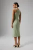 LENA Wrap Halterneck Midi Dress in Sage Green sold by Lavish Alice