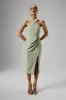LENA Wrap Halterneck Midi Dress in Sage Green sold by Lavish Alice