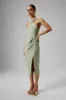 LENA Wrap Halterneck Midi Dress in Sage Green sold by Lavish Alice