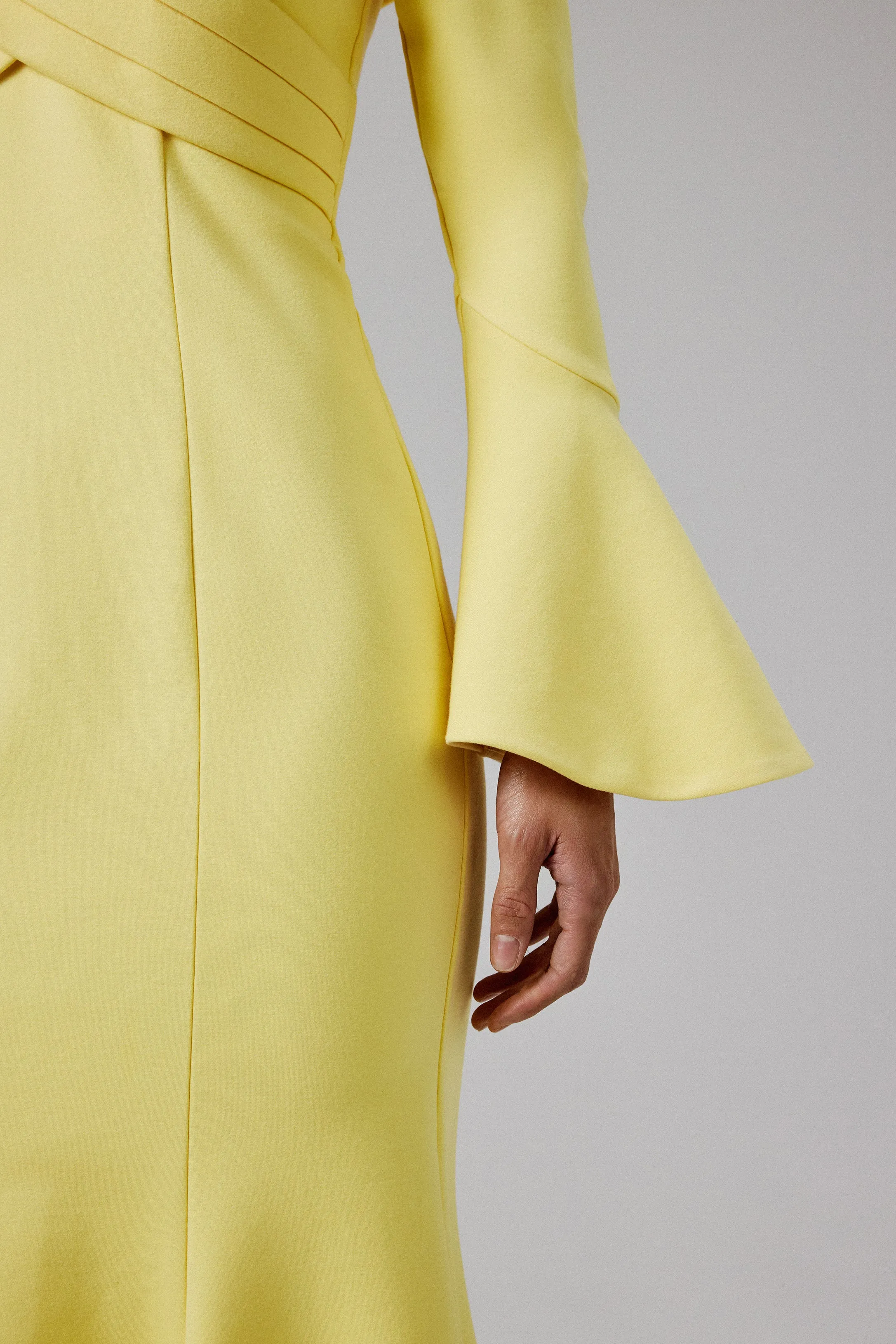 AMELIA Ponte Off Shoulder Fluted Sleeve Midi Dress in Yellow sold by Lavish Alice product image thumbnail 2