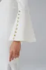 SALMA Fluted Sleeve Micro Rose Button Midi Dress in White sold by Lavish Alice