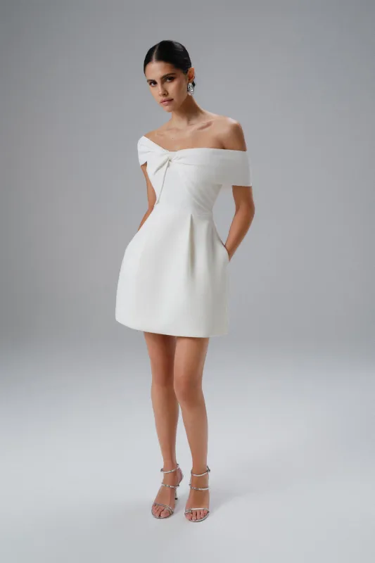 MILA Twisted One Shoulder Mini Dress in White sold by Lavish Alice