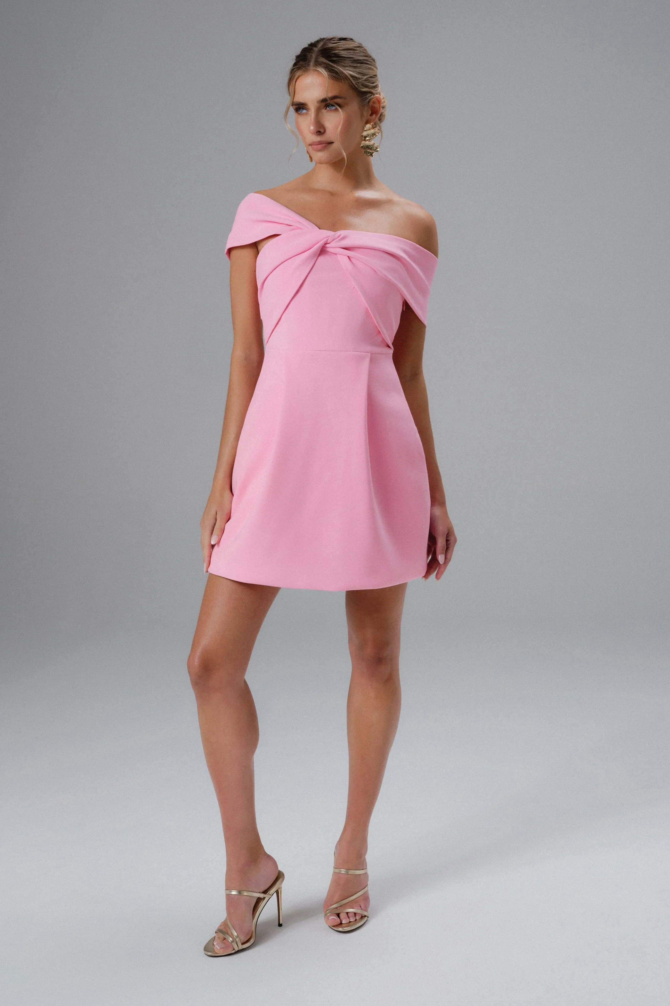 MILA Twisted One Shoulder Mini Dress in Pink sold by Lavish Alice product image thumbnail 3