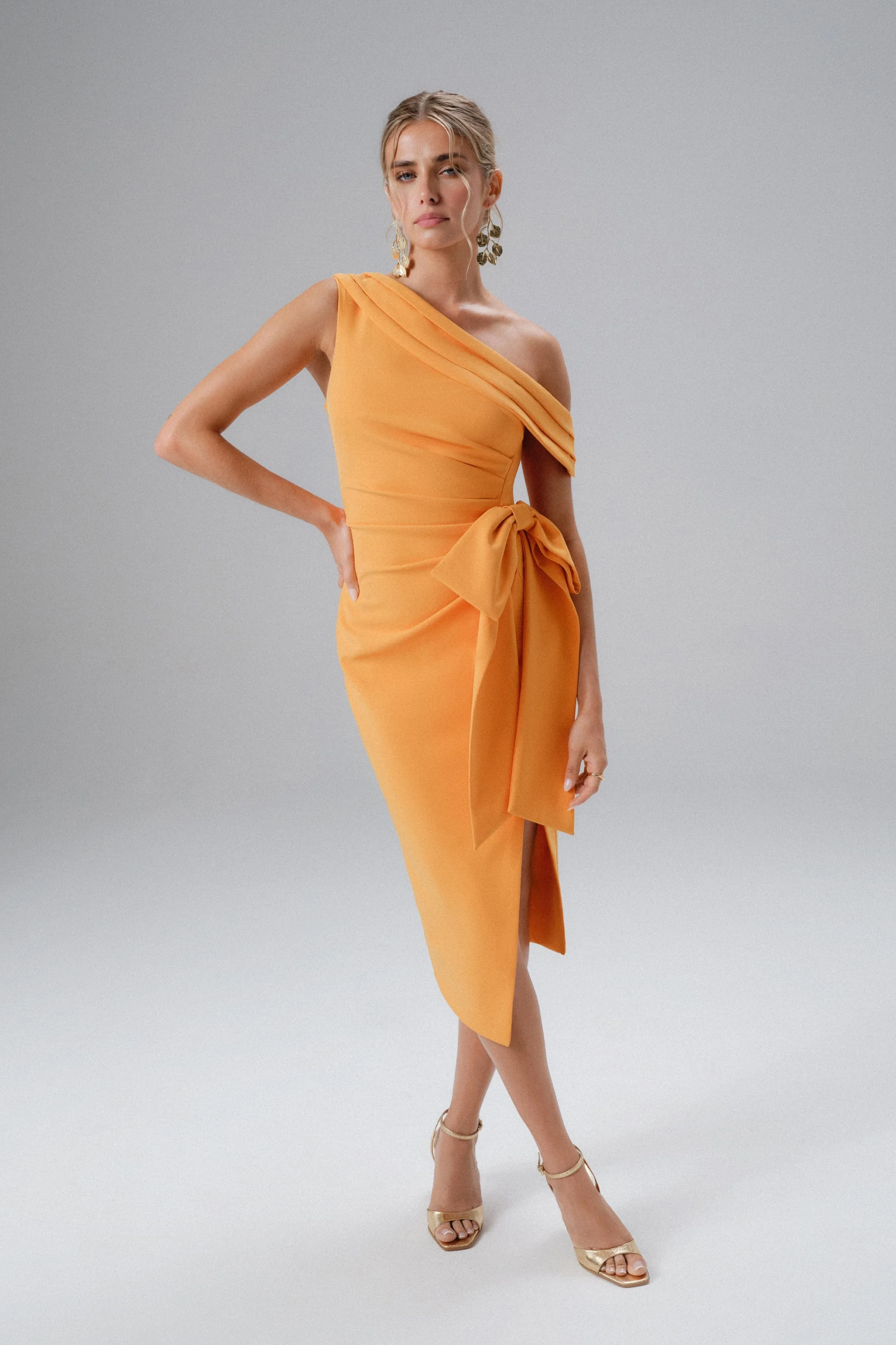 HONEY Asymmetric Midi Dress in Orange sold by Lavish Alice product image thumbnail 2