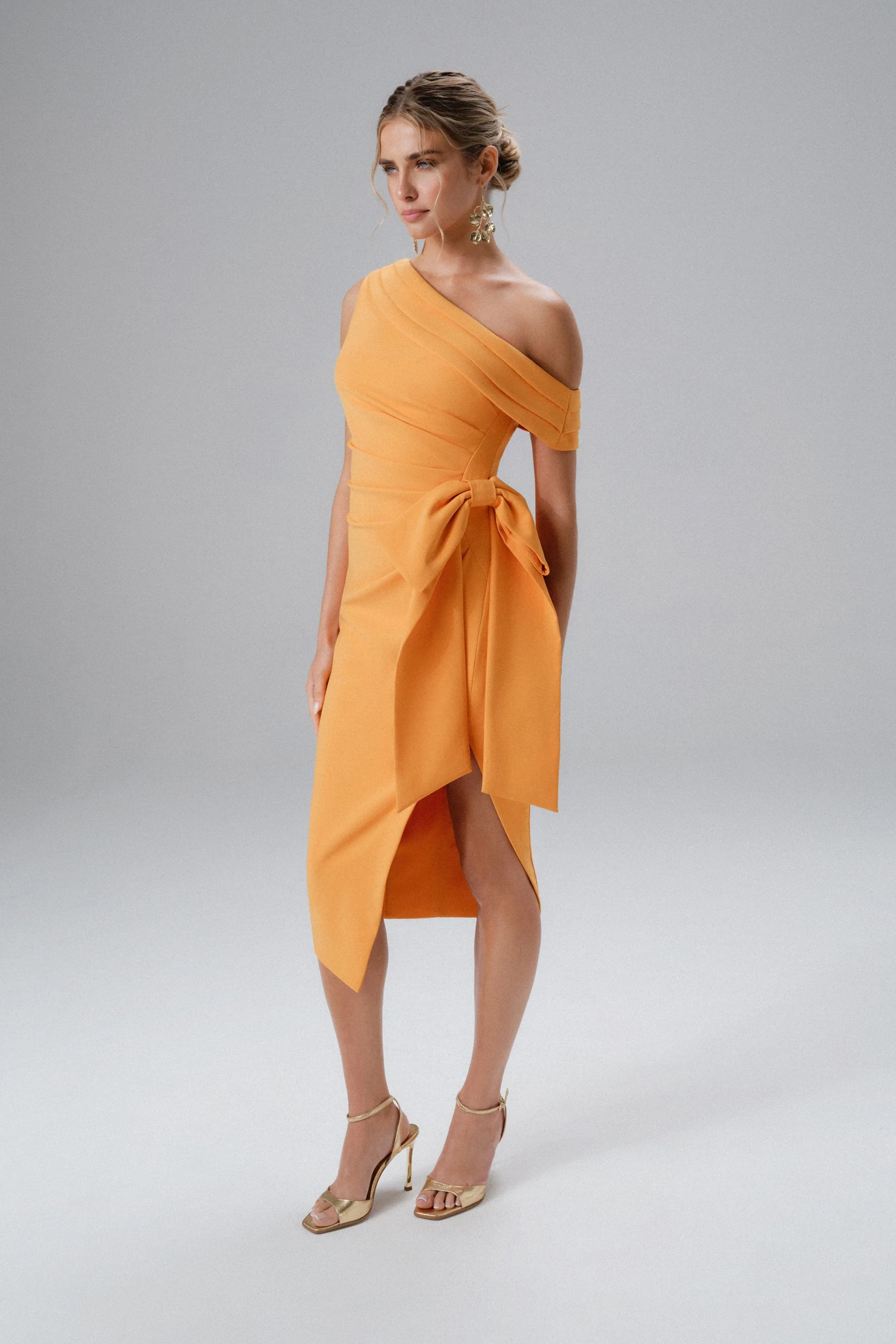 HONEY Asymmetric Midi Dress in Orange sold by Lavish Alice product image thumbnail 4