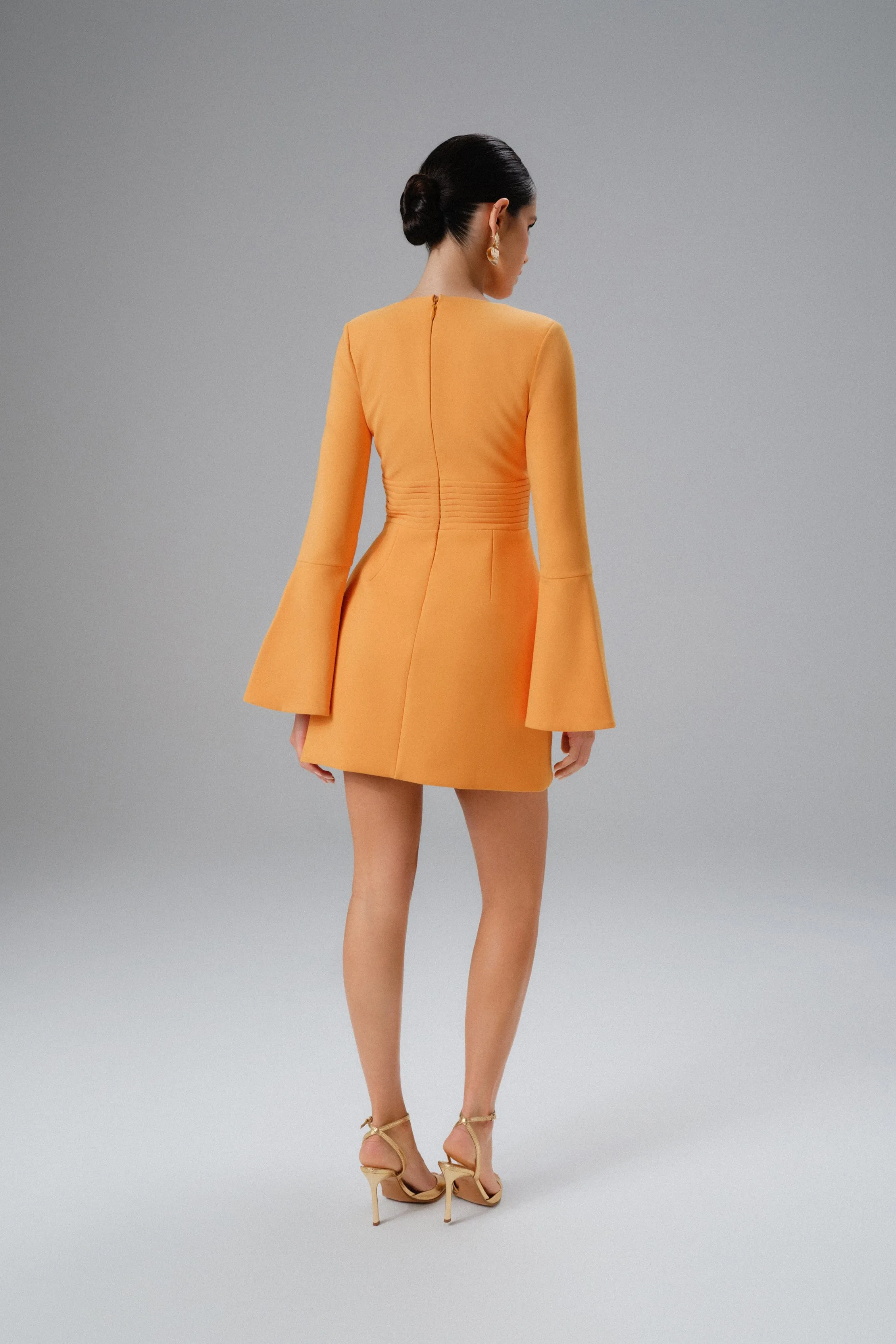 LARA Fluted Sleeve Micro Button Mini Dress in Orange sold by Lavish Alice product image thumbnail 4