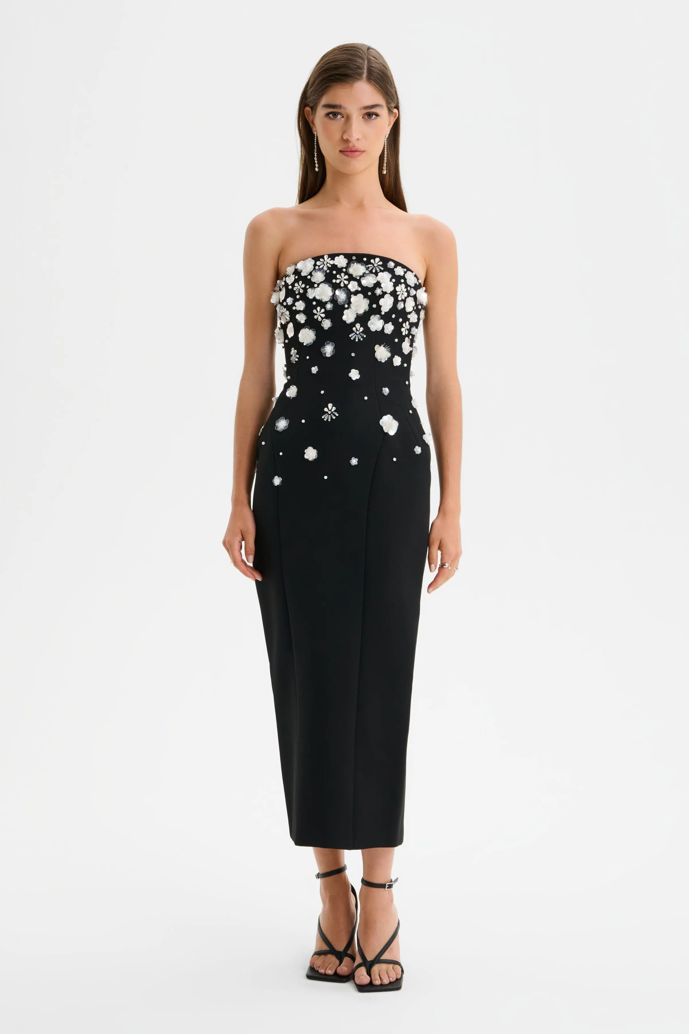 ANAIS Ombre Embellished Strapless Midi Dress in Black sold by Lavish Alice