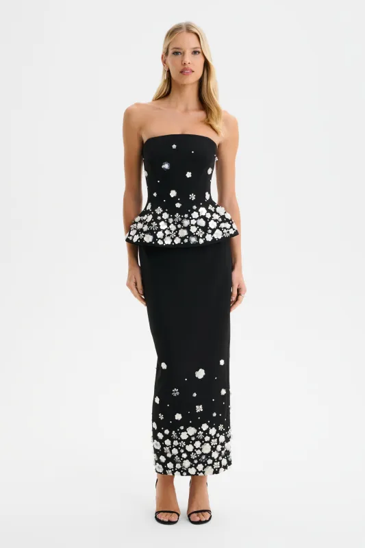 ELARA Ombre Embellished Maxi Skirt in Black sold by Lavish Alice