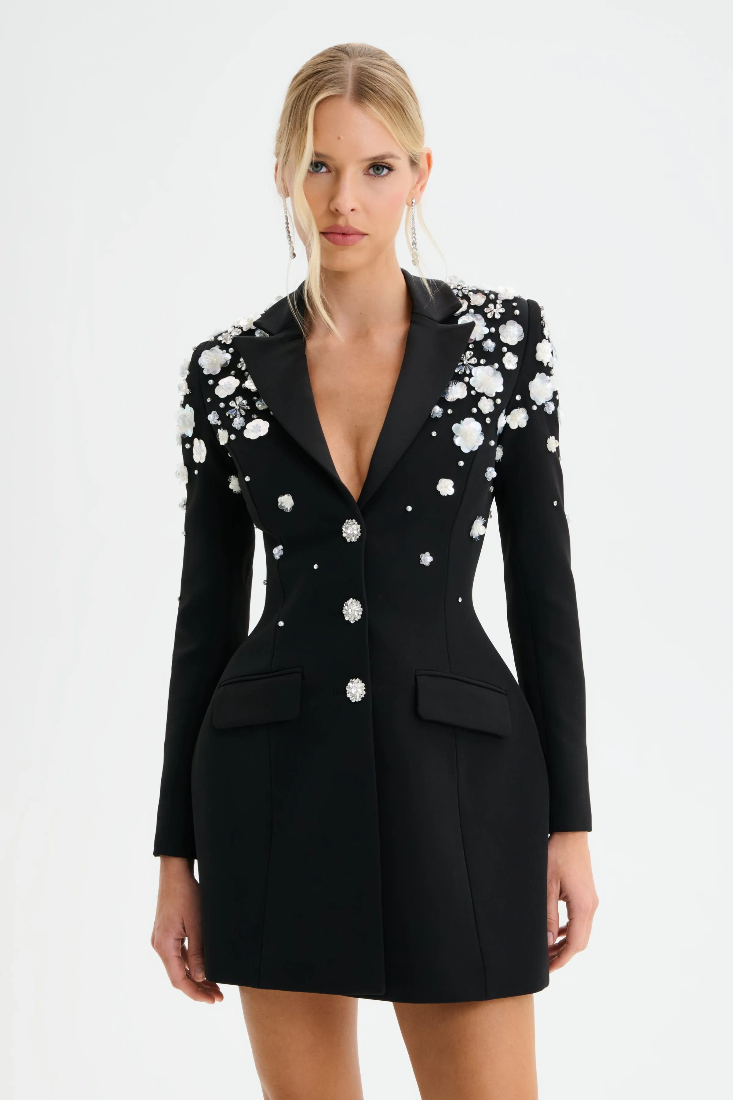 LOLA Ombre Embellished Hourglass Structured Blazer Mini Dress in Black sold by Lavish Alice product image thumbnail 4