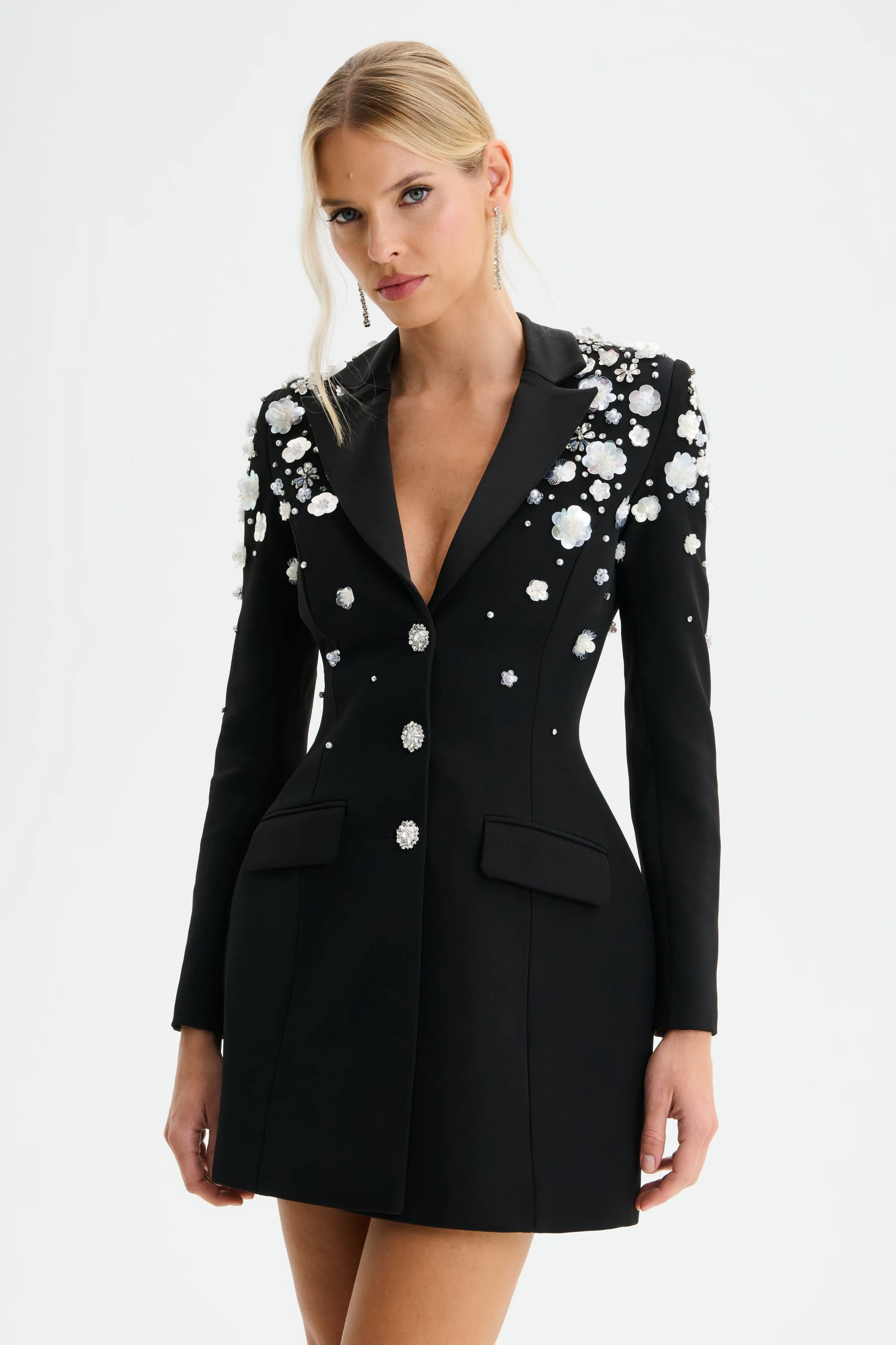 LOLA Ombre Embellished Hourglass Structured Blazer Mini Dress in Black sold by Lavish Alice product image thumbnail 5