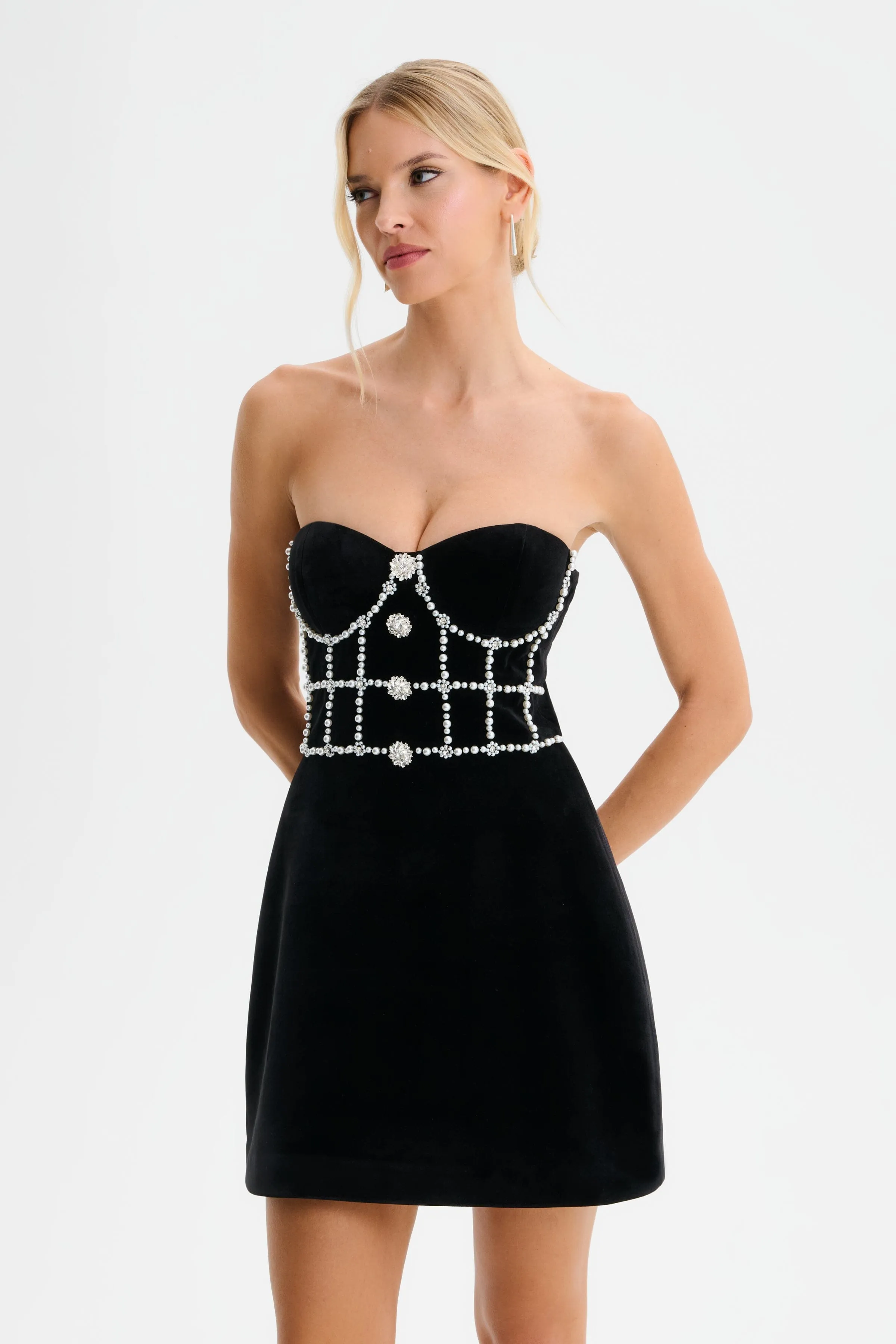 MASIE Embellished Velvet Mini Dress in Black sold by Lavish Alice product image thumbnail 4