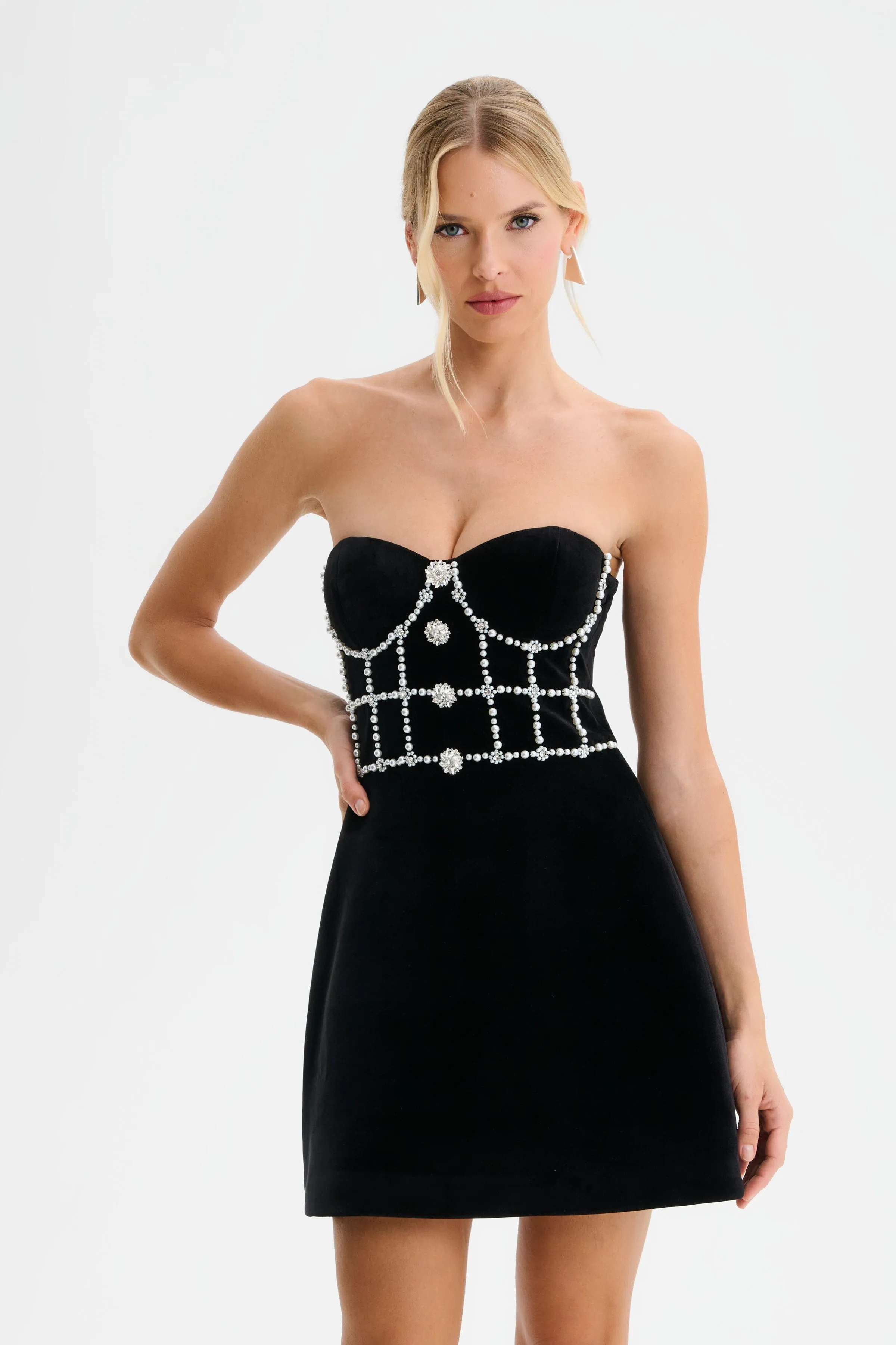 MASIE Embellished Velvet Mini Dress in Black sold by Lavish Alice product image thumbnail 5