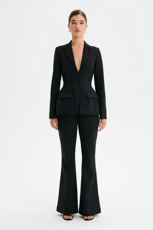 ISABELLA Fit and Flare Trousers in Black sold by Lavish Alice