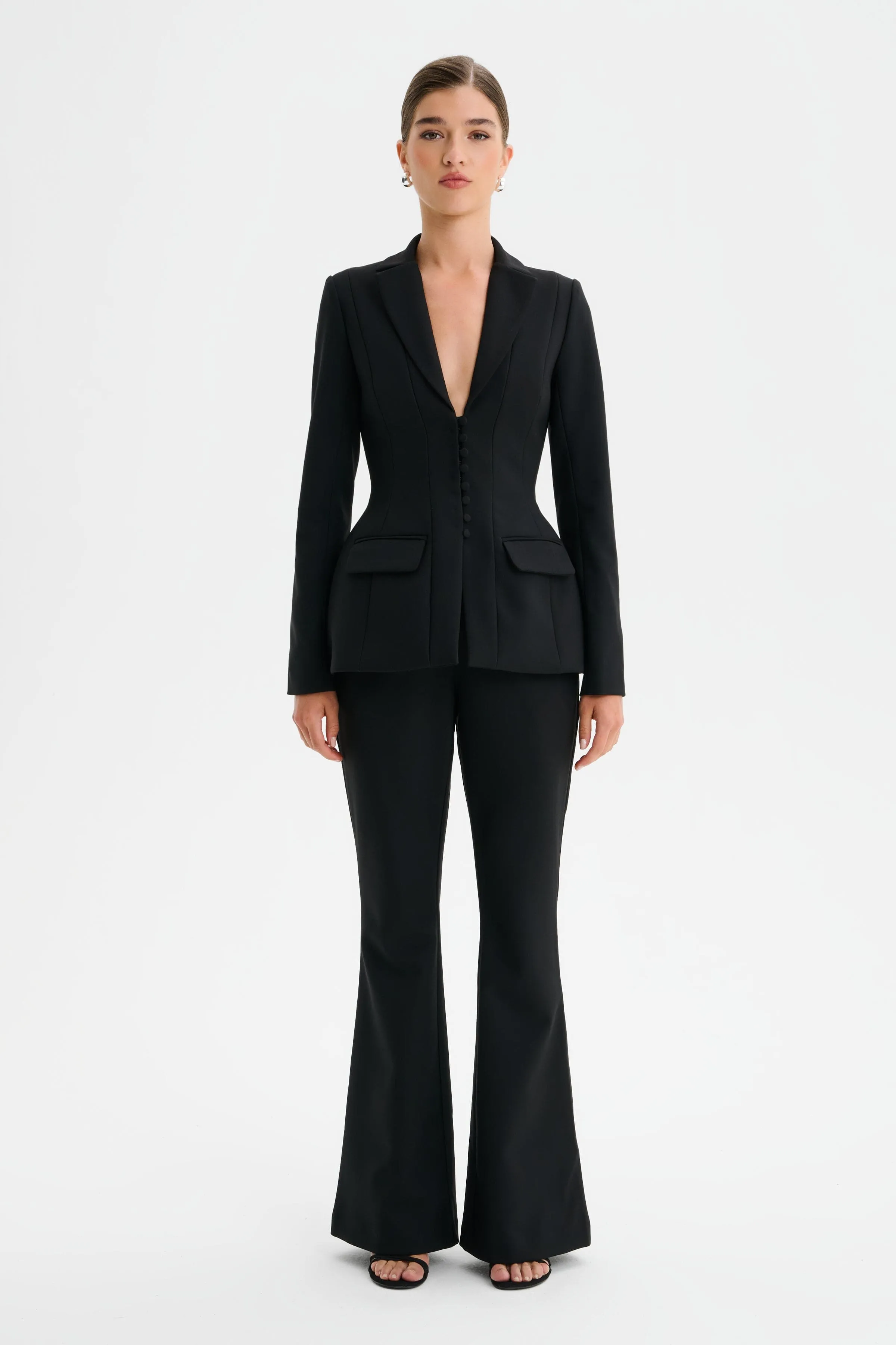ISABELLA Fit and Flare Trousers in Black sold by Lavish Alice