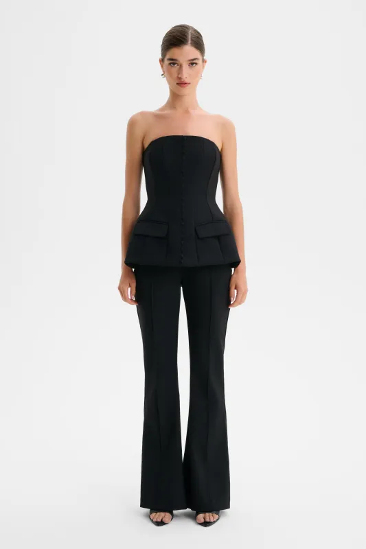 AMY Structured Strapless Jumpsuit in Black sold by Lavish Alice
