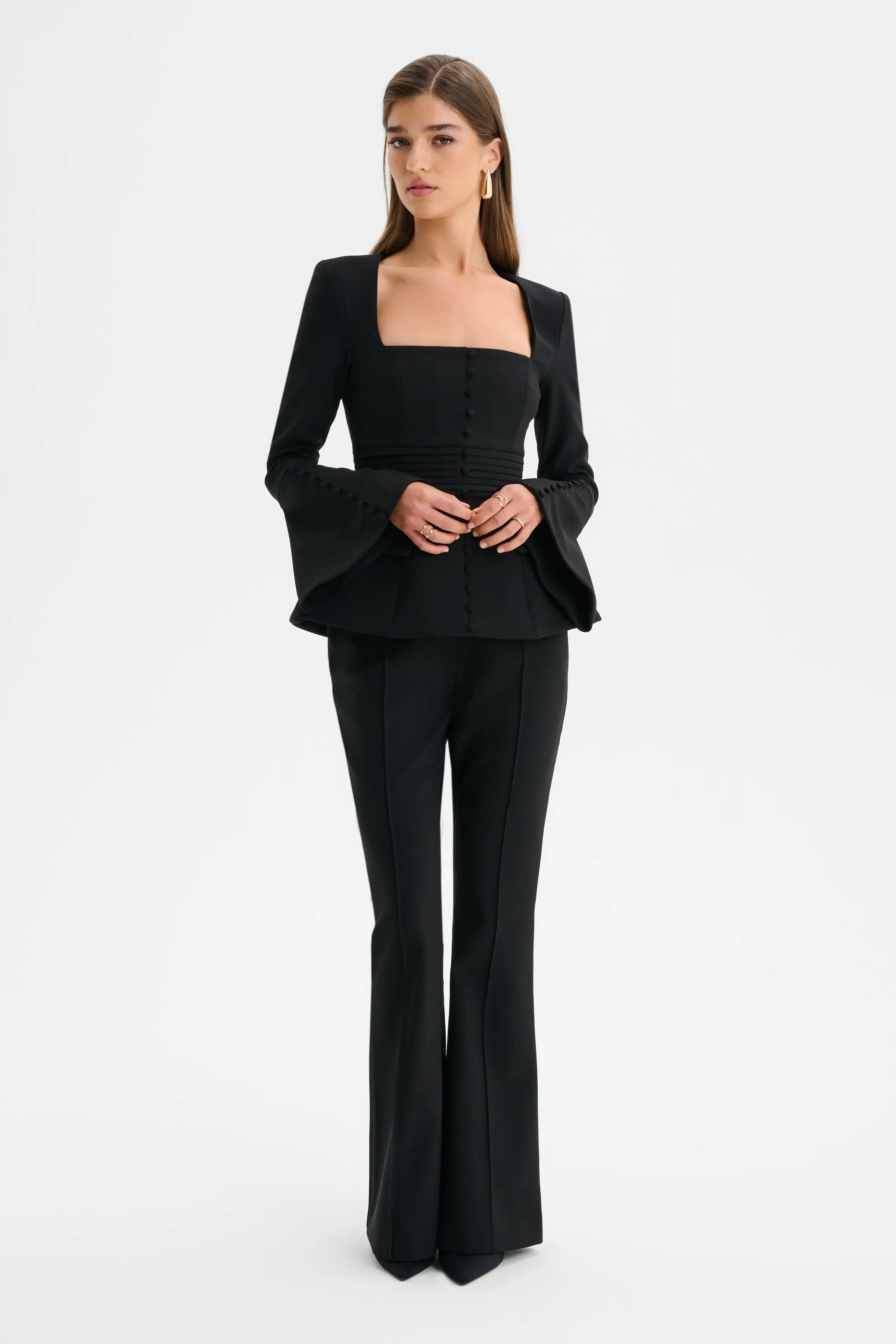 HARPER Square Neck Hourglass Blazer in Black sold by Lavish Alice product image thumbnail 2