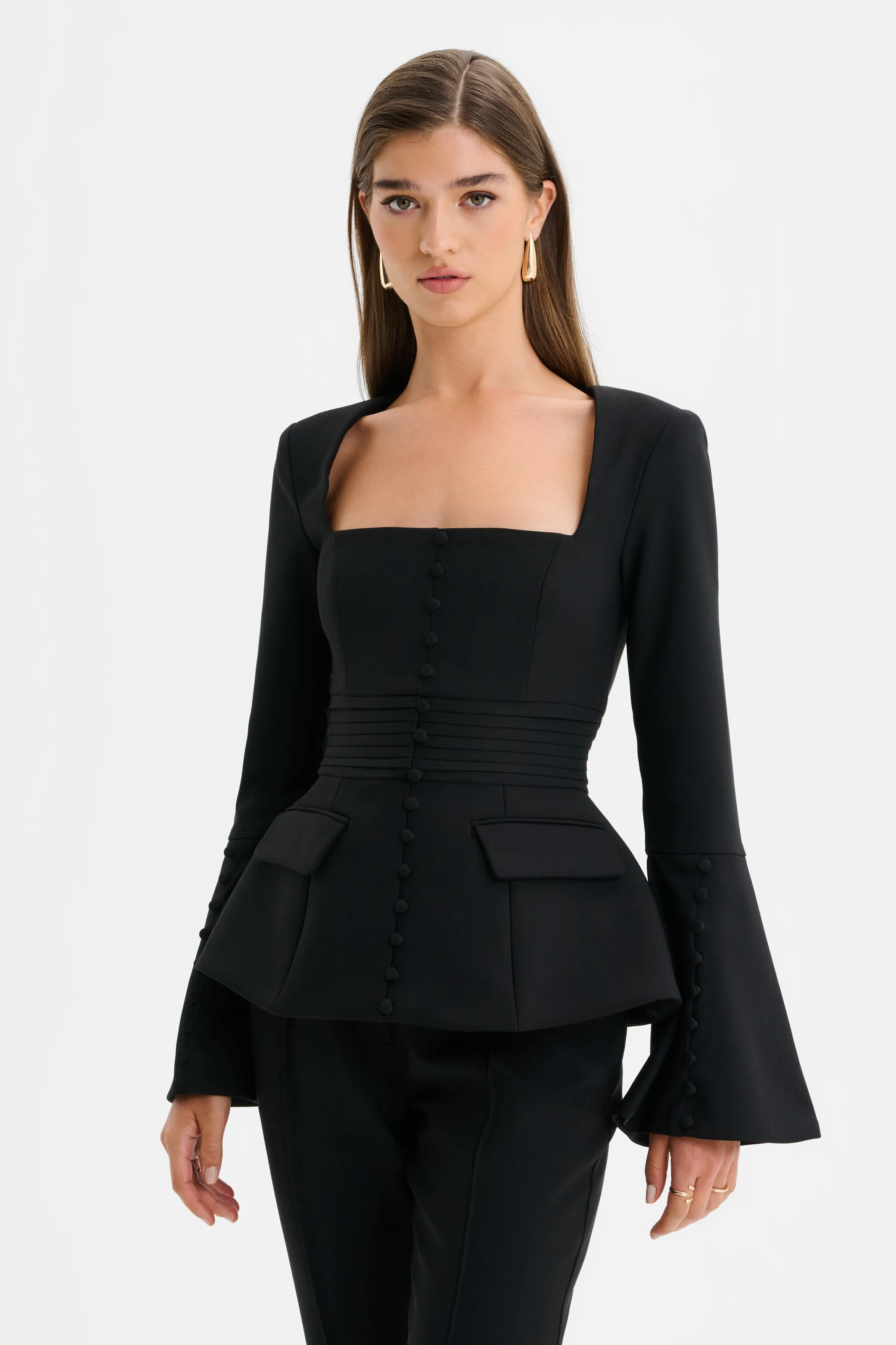 HARPER Square Neck Hourglass Blazer in Black sold by Lavish Alice product image thumbnail 3
