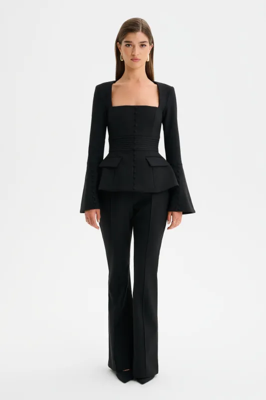 HARPER Square Neck Hourglass Blazer in Black sold by Lavish Alice
