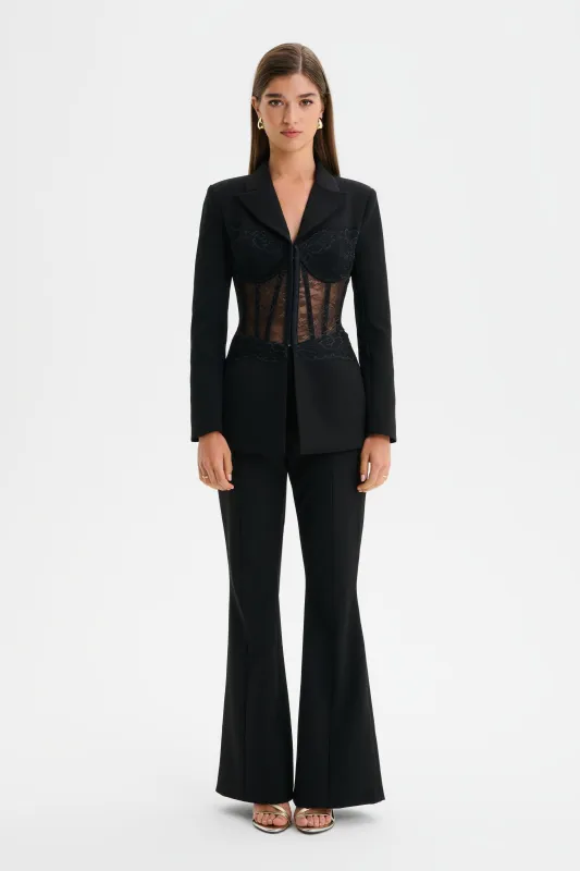 MACY Tailored Fit And Flare Trousers in Black sold by Lavish Alice