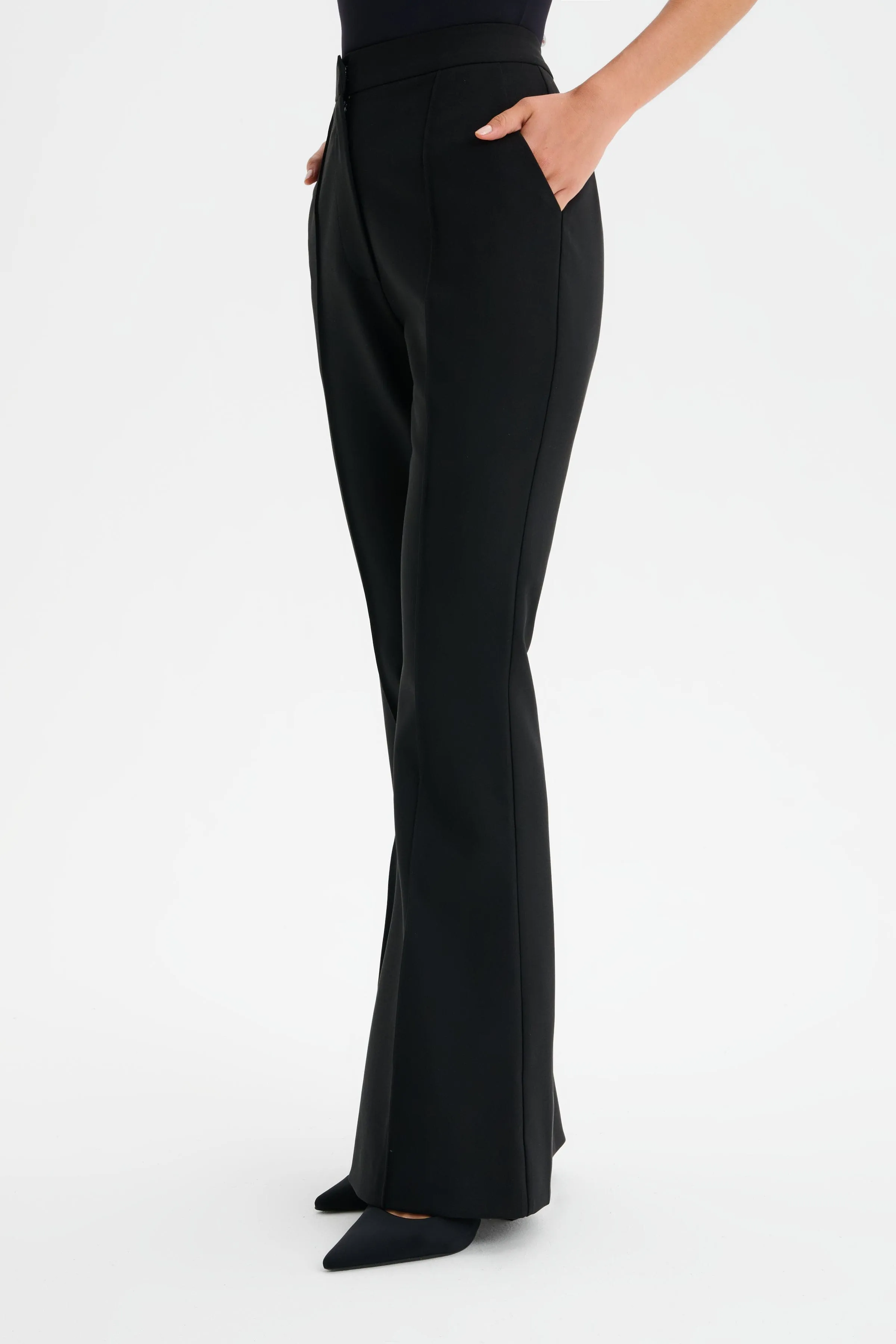 MAXINE Tailored Fit & Flare Trousers in Black sold by Lavish Alice product image thumbnail 4