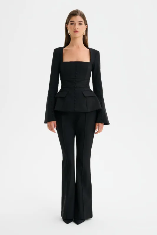 MAXINE Tailored Fit & Flare Trousers in Black sold by Lavish Alice