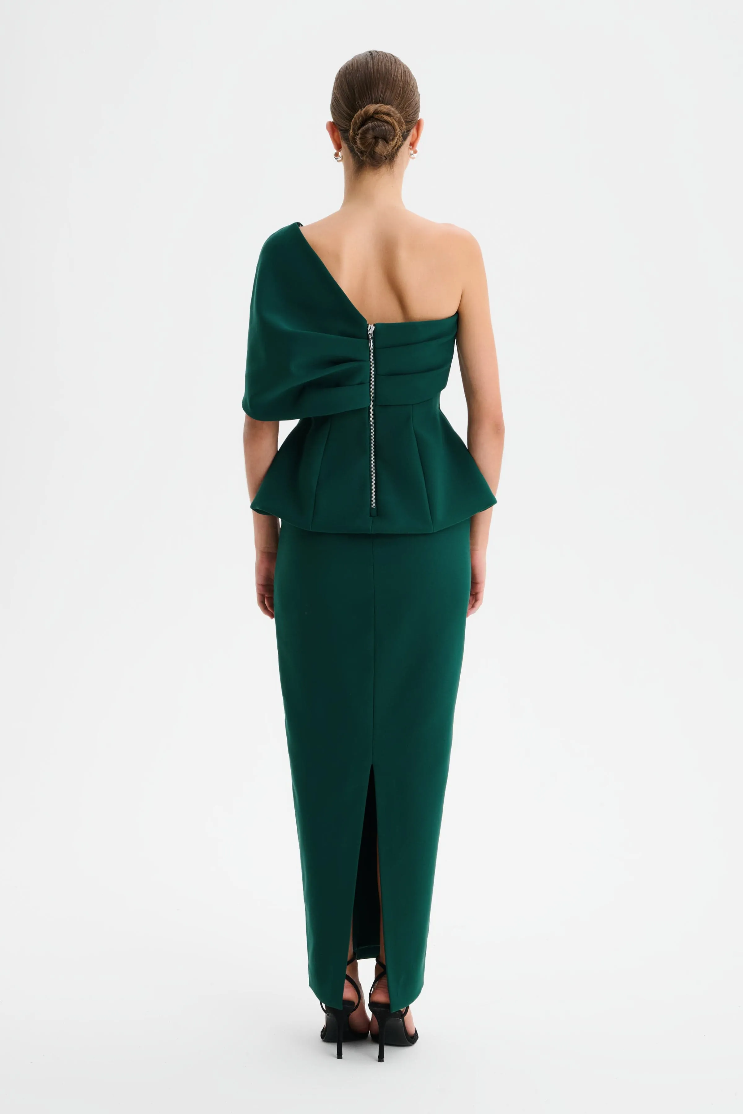 GIOVANNA Twisted Cape Shoulder Maxi Dress in Emerald Green sold by Lavish Alice product image thumbnail 5