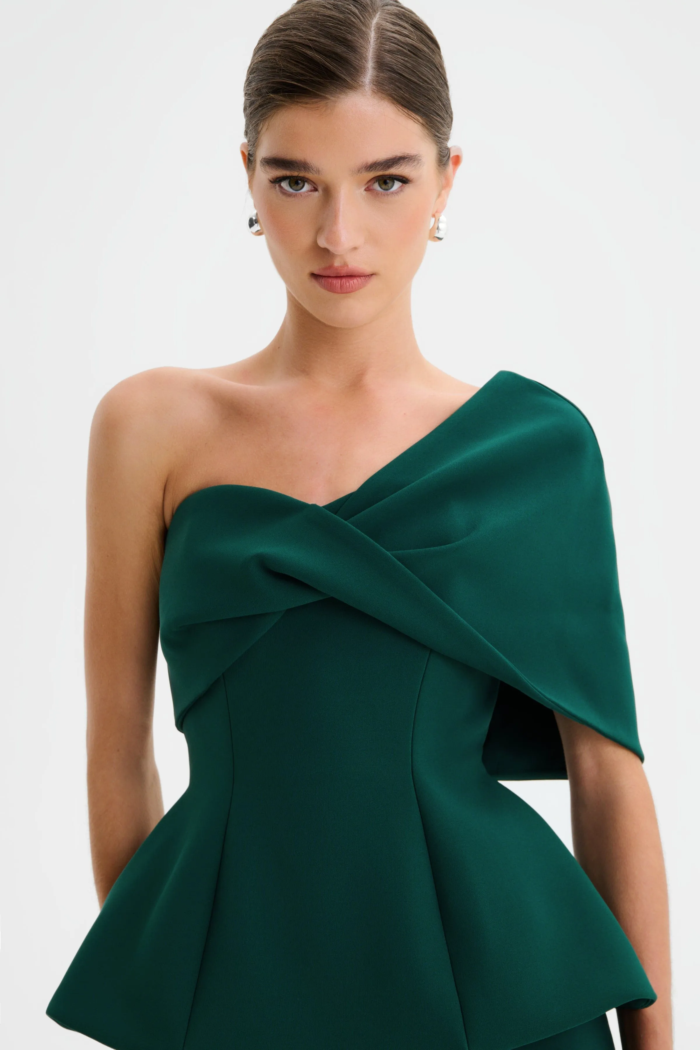 GIOVANNA Twisted Cape Shoulder Maxi Dress in Emerald Green sold by Lavish Alice product image thumbnail 4