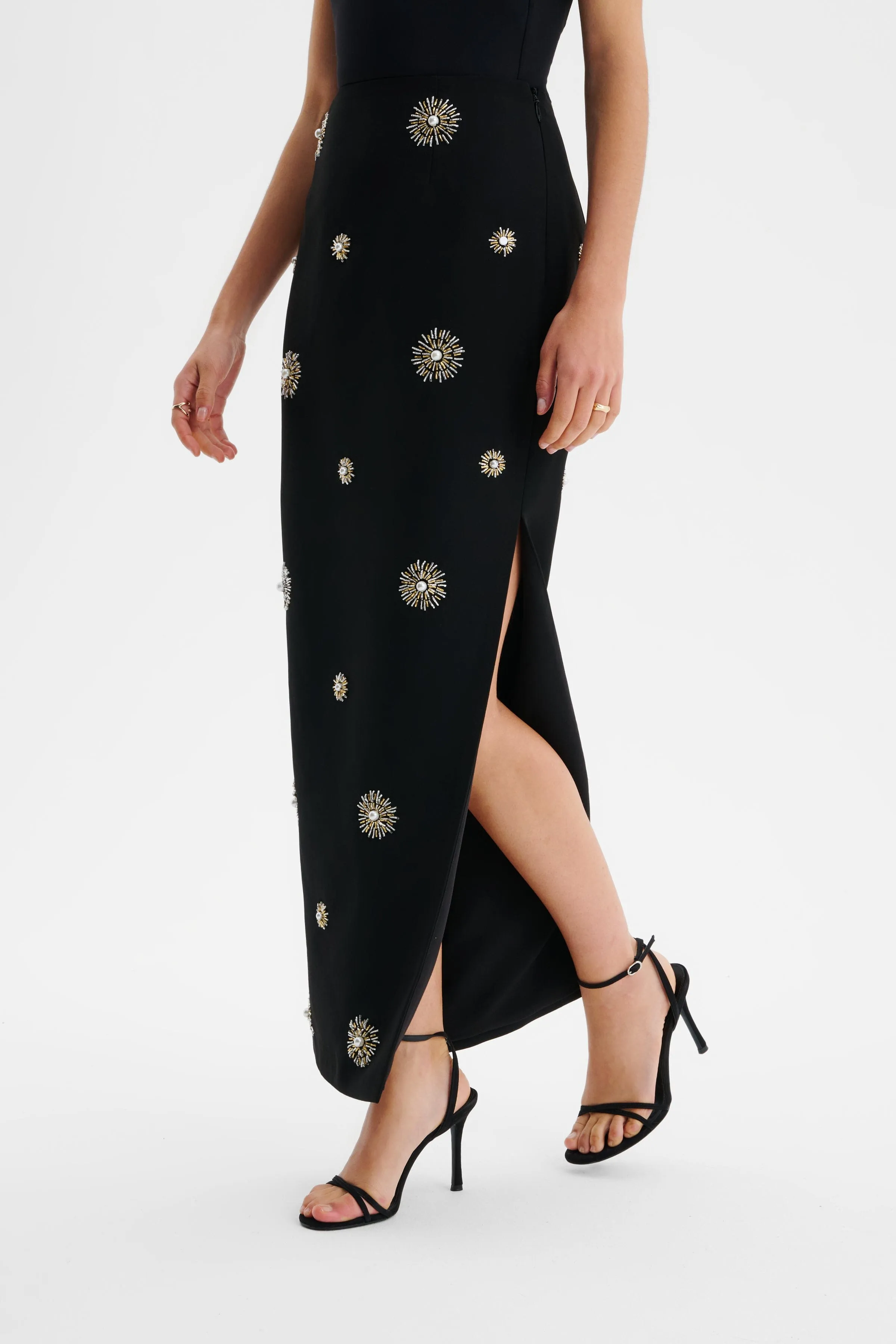 MARCELLA Star Hand Embellished Maxi Skirt In Black sold by Lavish Alice product image thumbnail 5