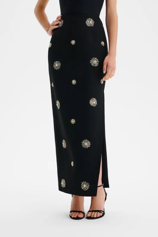 MARCELLA Star Hand Embellished Maxi Skirt In Black sold by Lavish Alice