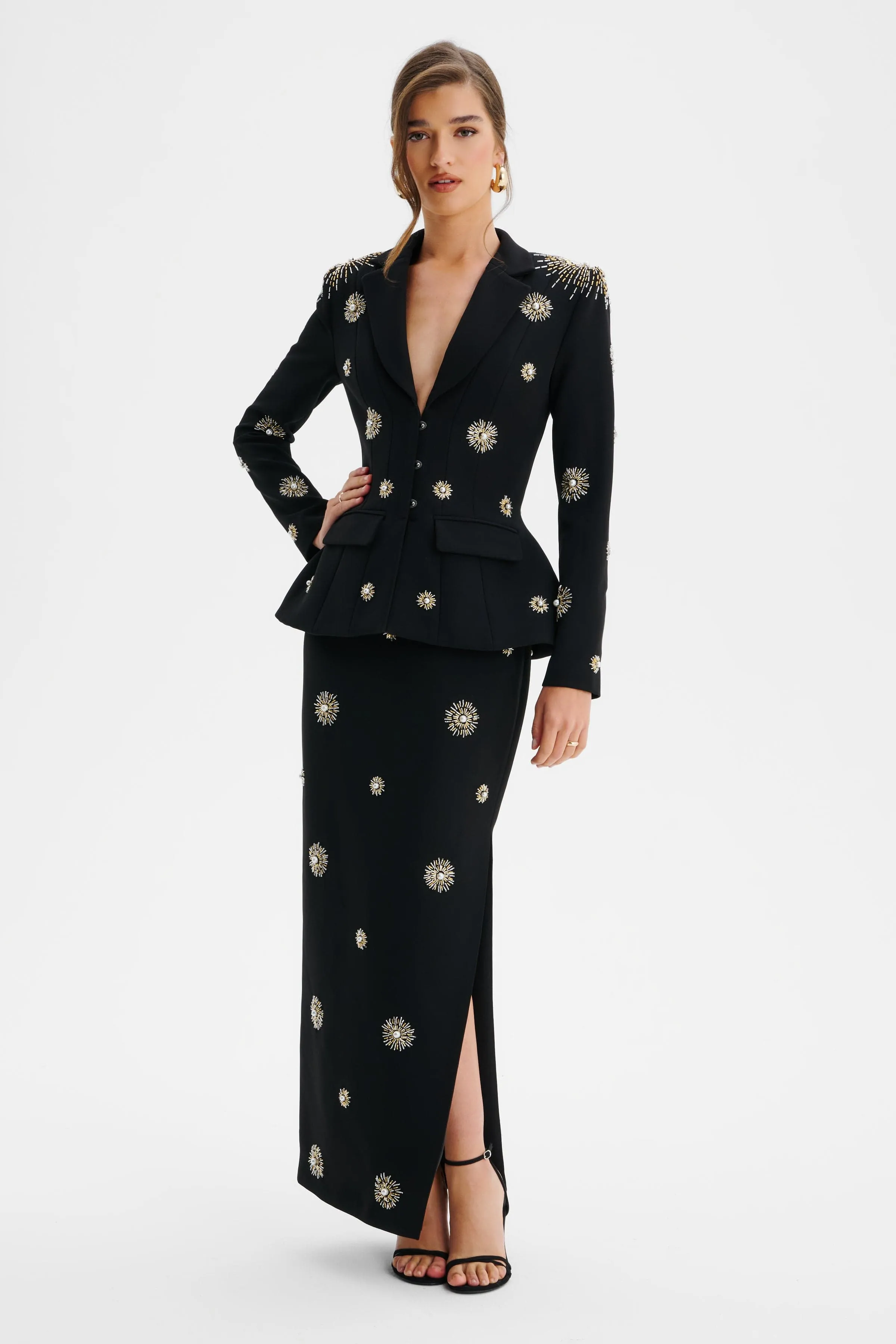 MARCELLA Star Hand Embellished Maxi Skirt In Black sold by Lavish Alice product image thumbnail 2