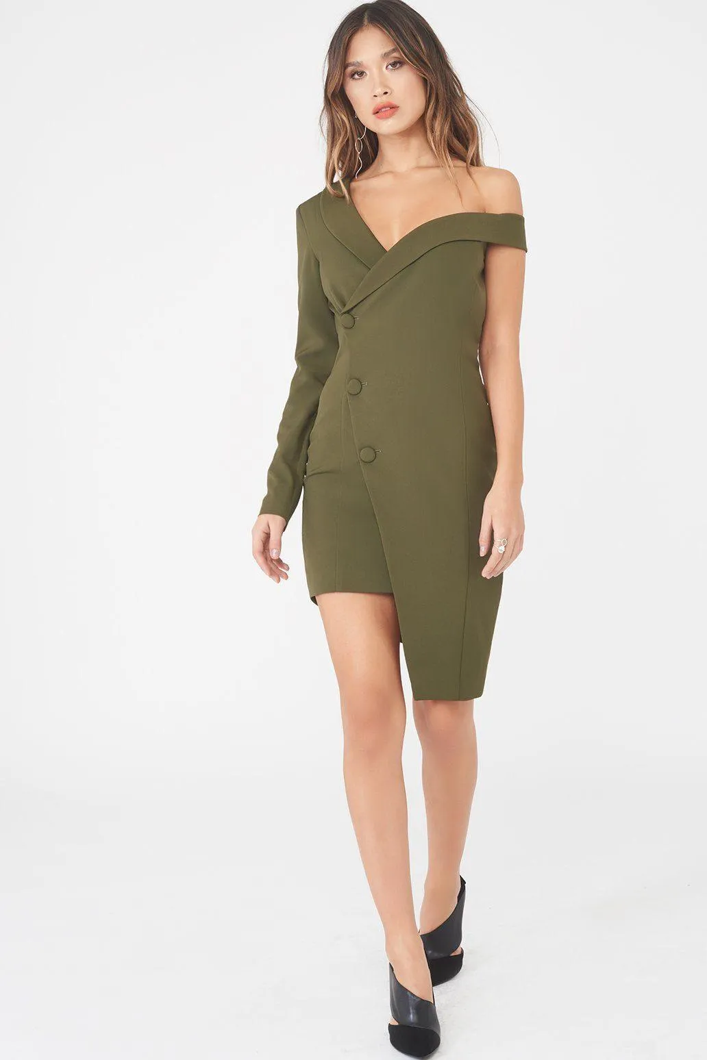 Asymmetric Tuxedo Woven Dress sold by Lavish Alice product image thumbnail 3