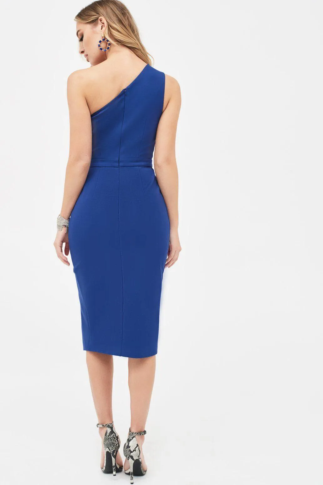 One Shoulder Cutout Centre Midi Dress in Navy sold by Lavish Alice product image thumbnail 4