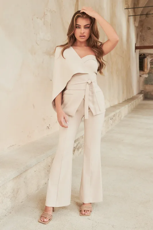 Full Length Fit And Flare Trousers in Champagne sold by Lavish Alice