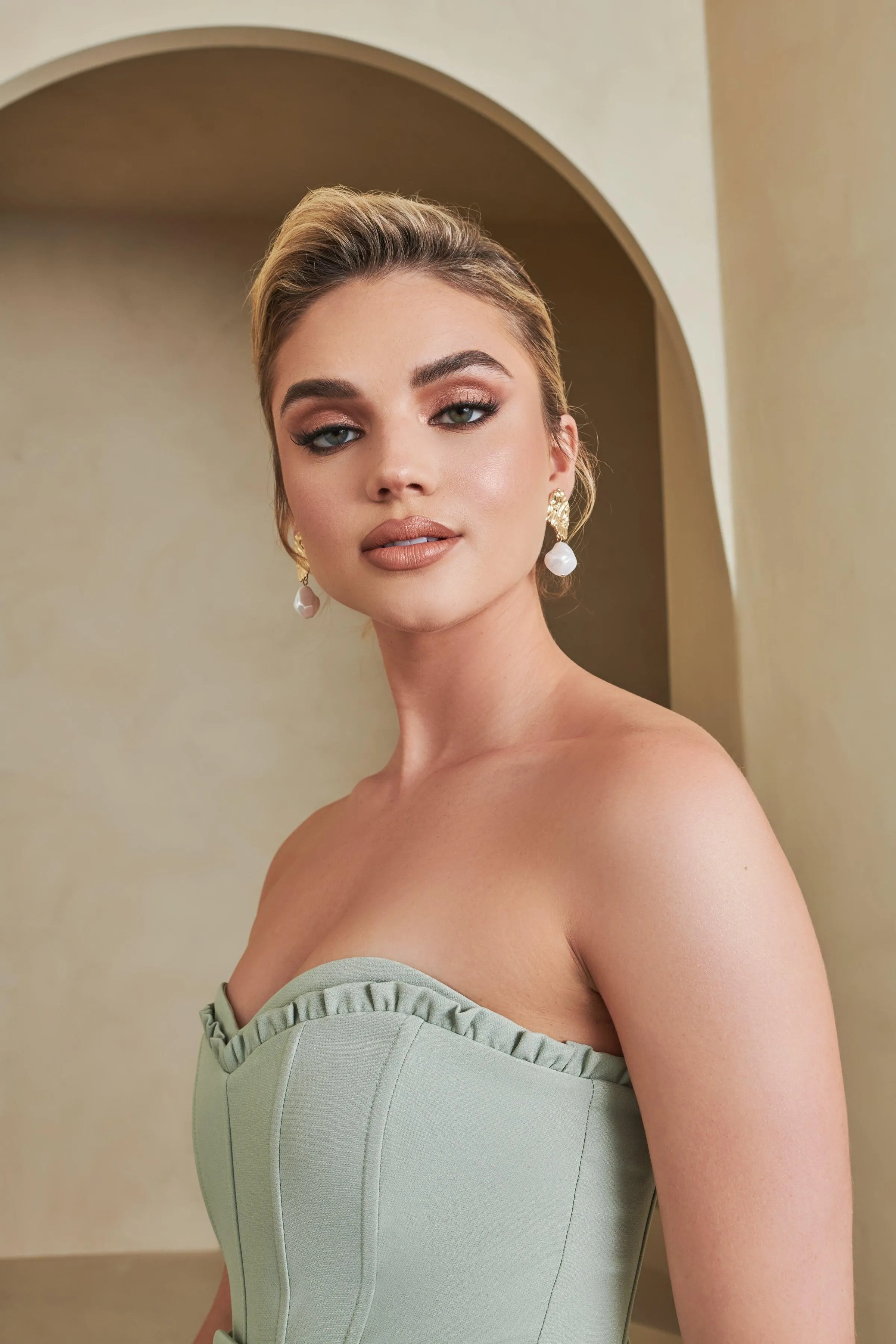 Bandeau Corset Jumpsuit in Sage Green sold by Lavish Alice product image thumbnail 4