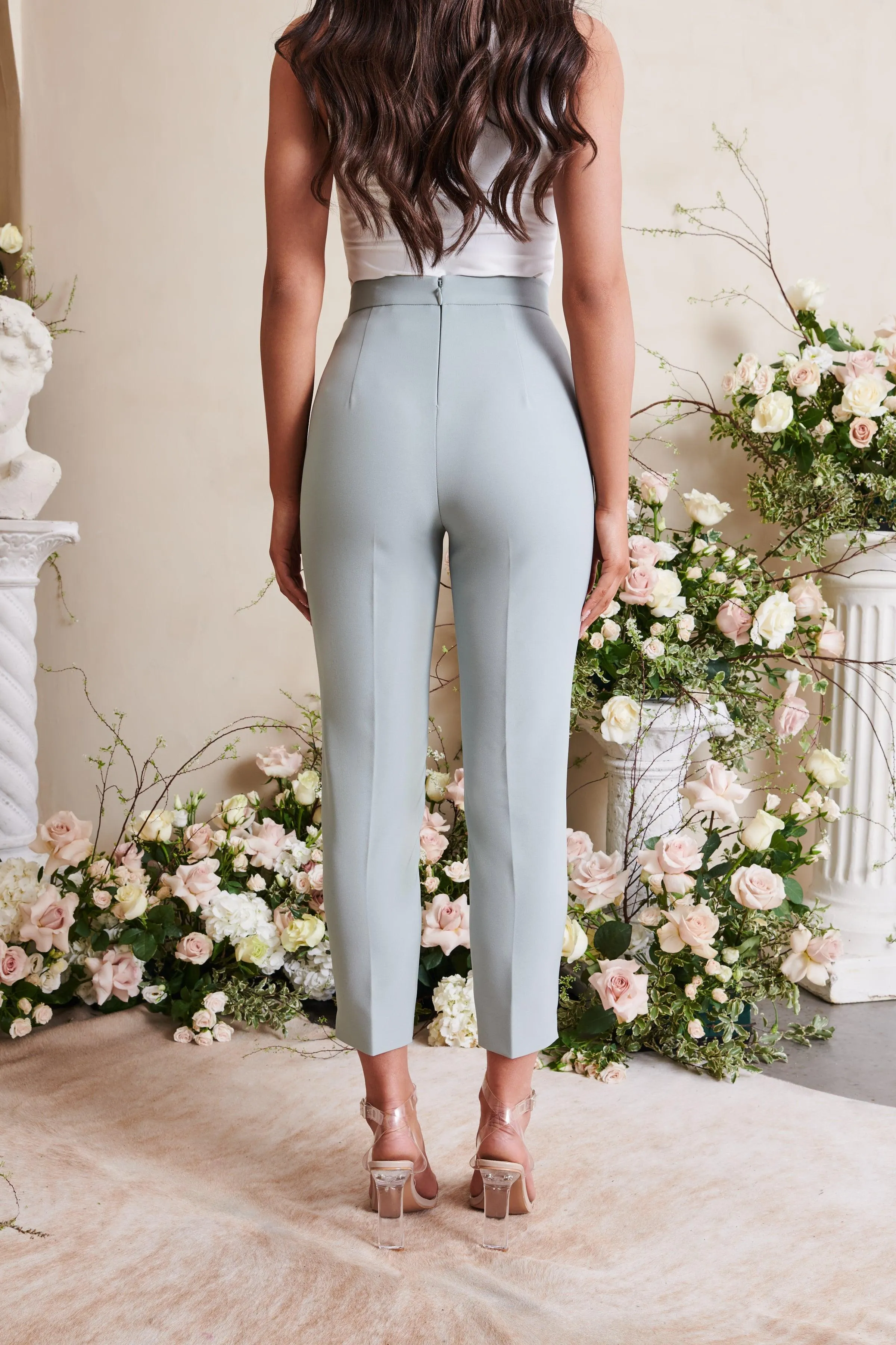 High Waist Tapered Trouser in Sage sold by Lavish Alice product image thumbnail 4
